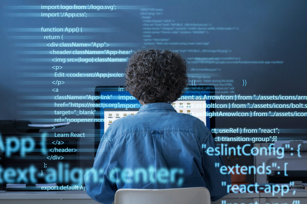 Immagine che mostra programmatore di codice python per intelligenza artificiale